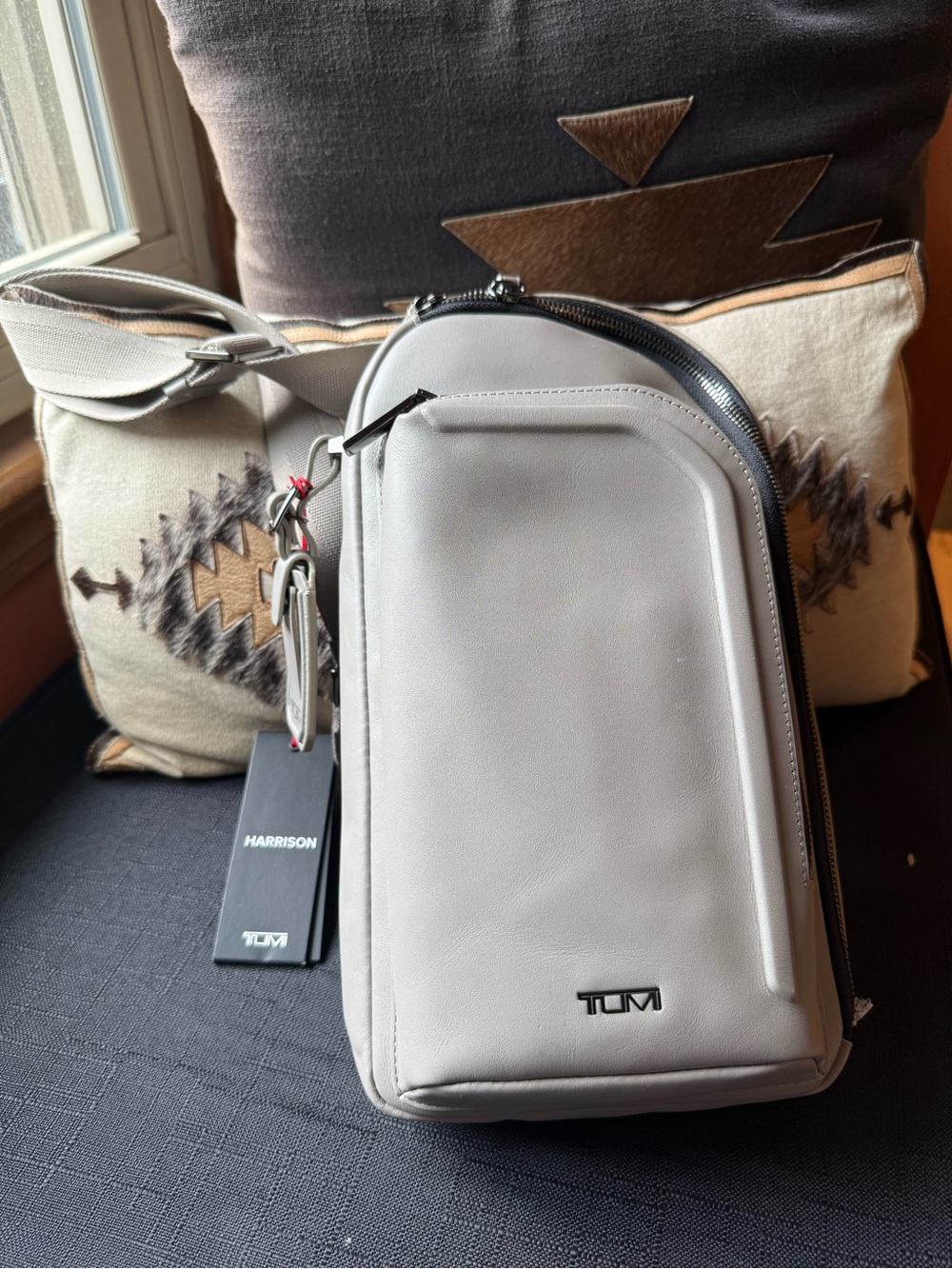 Tumi Light Gray Harrison Crossbody Sling Bag